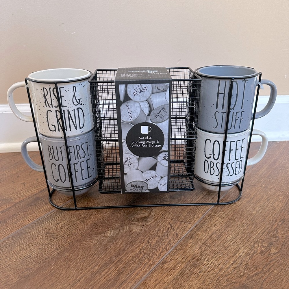 Stacking up stacking mugs and coffee pod storage